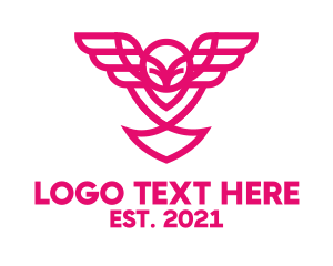 Pink Bird - Flying Owl logo design