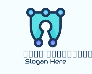 Keyhole - Blue Cyber Security Lock logo design