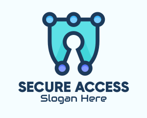 Passcode - Blue Cyber Security Lock logo design