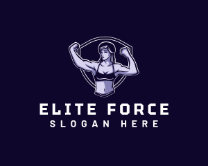 Woman Fitness Muscle Logo