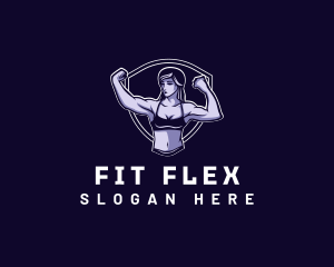 Woman Fitness Muscle logo design