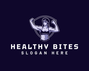 Woman Fitness Muscle logo design