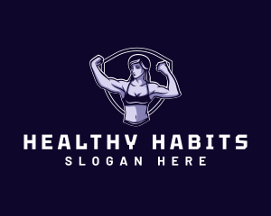 Woman Fitness Muscle logo design