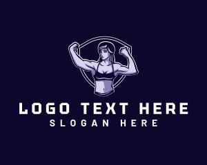Strong - Woman Fitness Muscle logo design