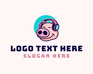 Earphones - Piglet Headphone Music logo design