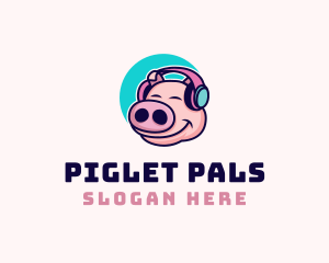 Piglet Headphone Music logo design