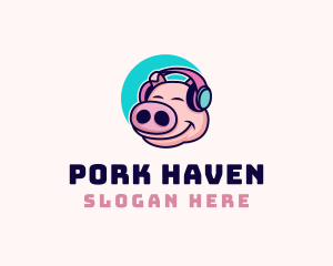 Piglet Headphone Music logo design