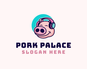 Swine - Piglet Headphone Music logo design