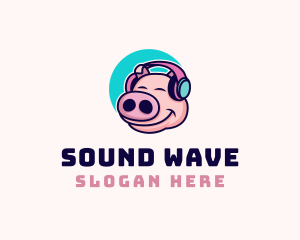 Piglet Headphone Music logo design