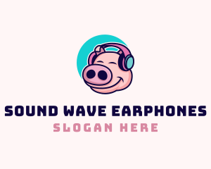 Earphones - Piglet Headphone Music logo design