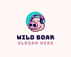 Piglet Headphone Music logo design