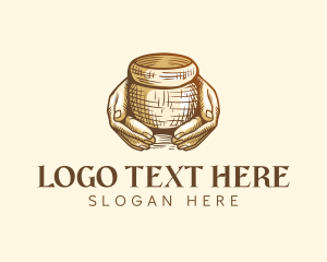 Hand Drawn - Pottery Hand Handicraft logo design