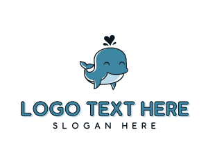 Animal - Cute Animal Whale Heart logo design