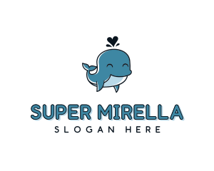 Cute Animal Whale Heart Logo
