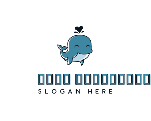 Wild - Cute Animal Whale Heart logo design