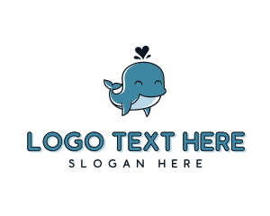 Zoo - Cute Animal Whale Heart logo design