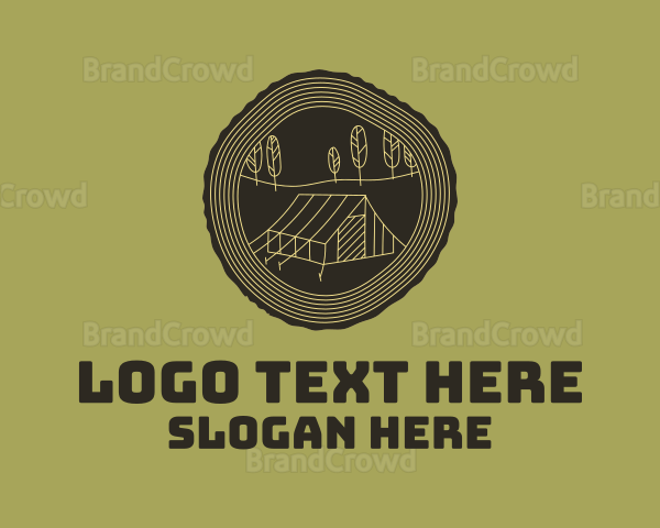 Wood Log Tent Camping Logo