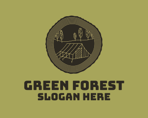 Woods - Wood Log Tent Camping logo design