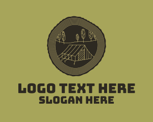Log - Wood Log Tent Camping logo design