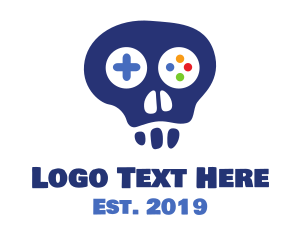 Dark Blue - Cartoon Skull Gaming logo design