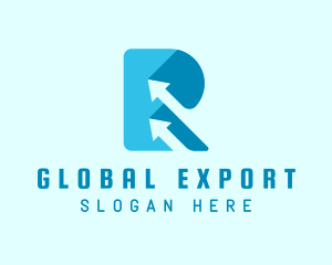 Export - Forwarding Arrow Letter R logo design