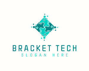 Tech Puzzle Pixel Technology logo design