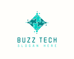 Tech Puzzle Pixel Technology logo design