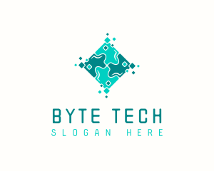 Tech Puzzle Pixel Technology logo design