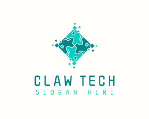 Tech Puzzle Pixel Technology logo design