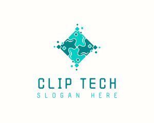 Tech Puzzle Pixel Technology logo design