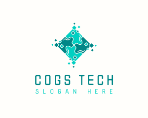 Tech Puzzle Pixel Technology logo design