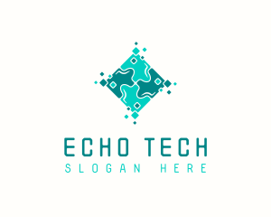 Tech Puzzle Pixel Technology logo design