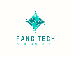 Tech Puzzle Pixel Technology logo design