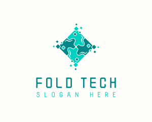 Tech Puzzle Pixel Technology logo design