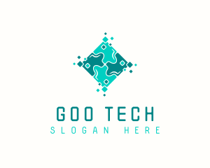 Tech Puzzle Pixel Technology logo design