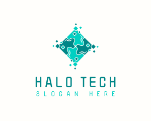 Tech Puzzle Pixel Technology logo design