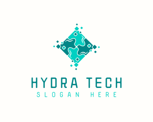 Tech Puzzle Pixel Technology logo design