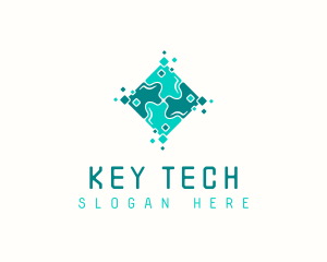 Tech Puzzle Pixel Technology logo design