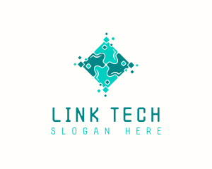 Tech Puzzle Pixel Technology logo design