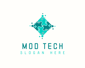 Tech Puzzle Pixel Technology logo design