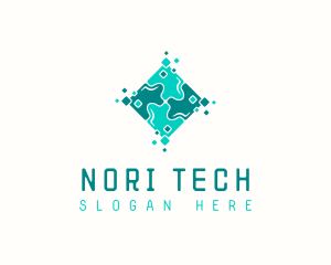 Tech Puzzle Pixel Technology logo design