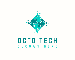 Tech Puzzle Pixel Technology logo design