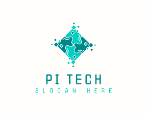 Tech Puzzle Pixel Technology logo design