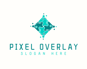 Tech Puzzle Pixel Technology logo design