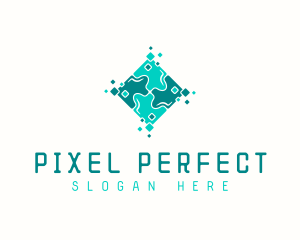 Tech Puzzle Pixel Technology logo design