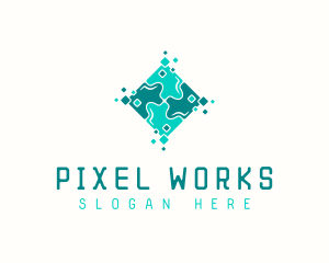 Pixel - Tech Puzzle Pixel Technology logo design