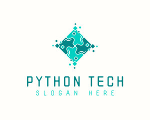 Tech Puzzle Pixel Technology logo design