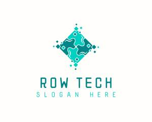 Tech Puzzle Pixel Technology logo design