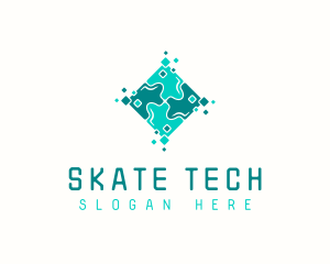 Tech Puzzle Pixel Technology logo design