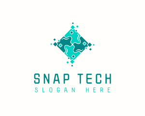 Tech Puzzle Pixel Technology logo design